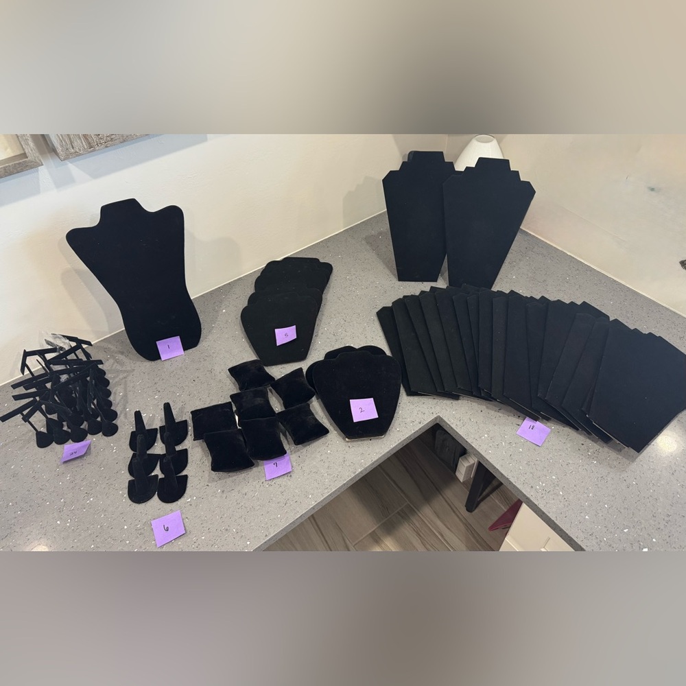 Lot of 62 Black Velvet Jewelry Displays, Like New condition